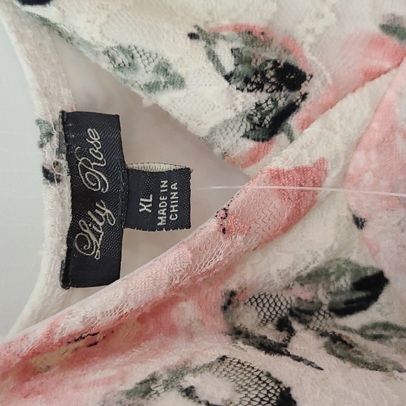 NWT LILY ROSE Floral lace dress white pink sleeveless junior's XL - Picture 5 of 5